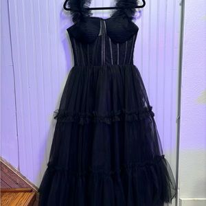 Black tulle prom dress